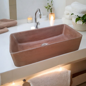 Aquatina Choc Plum Concrete Basin 47 x 23.5 x 12cm