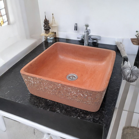 Image of Terracotta Namibian Dream 36 x 36 x 12 cm. Bespoke Exposed Basin