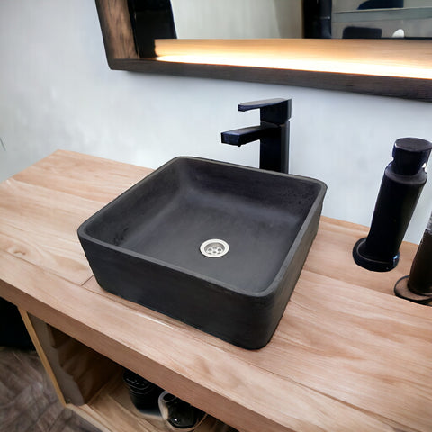 Image of Black Concrete Countertop Butler Sink 36 x 36 x 12cm