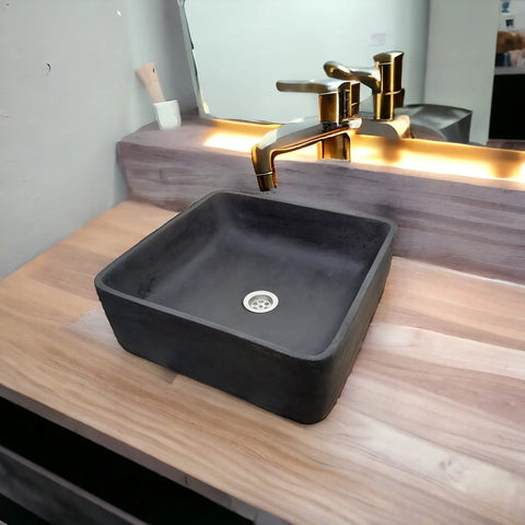 Image of Black Concrete Countertop Butler Sink 36 x 36 x 12cm Seedleme