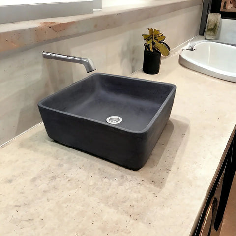 Image of Black Concrete Countertop Butler Sink 36 x 36 x 12cm Seedleme