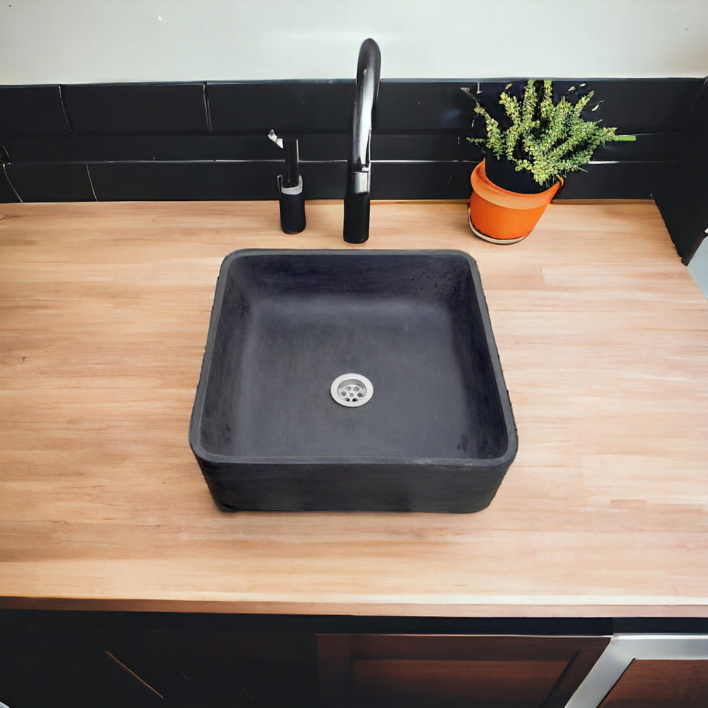Black Concrete Countertop Butler Sink 36 x 36 x 12cm