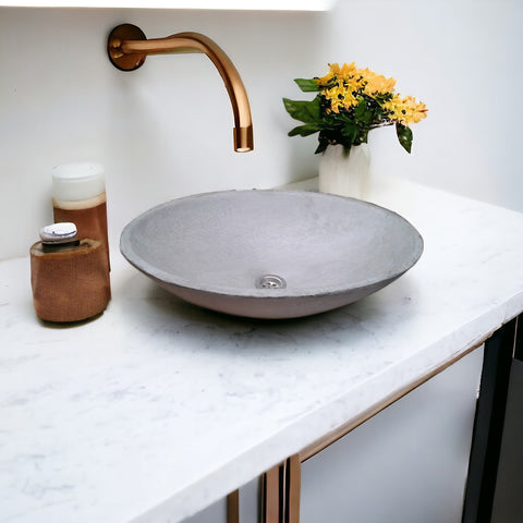 Image of Grey Concrete Oval Basin 50 x 35 x 15cm - High Strength, Chip resistant, Sealed