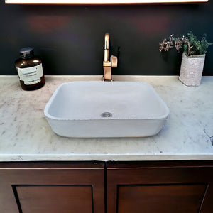 Ivory Concave Rectangle Concrete Basin 52 x 40 x 13cm