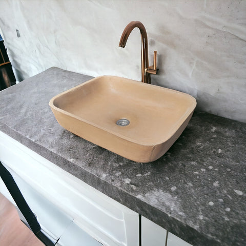 Image of Burnt Orange Bespoke Concave Rectangle Concrete Basin 520x400x130mm