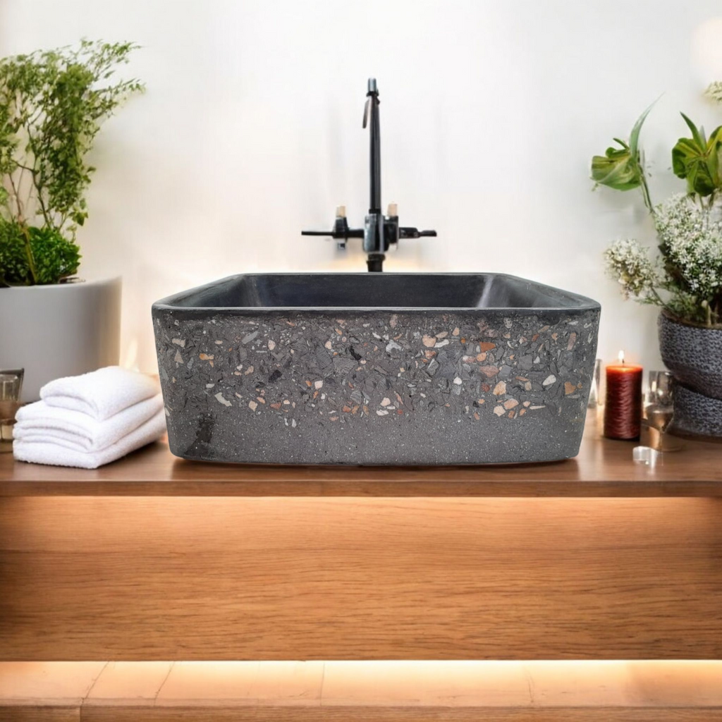 Black Namibian Dream 31 x 31 x 12cm Bespoke Exposed Sink