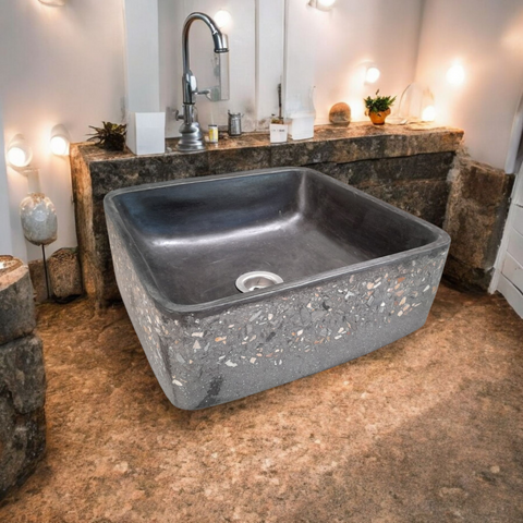 Image of Black Namibian Dream 31 x 31 x 12cm Bespoke Exposed Sink Seedleme