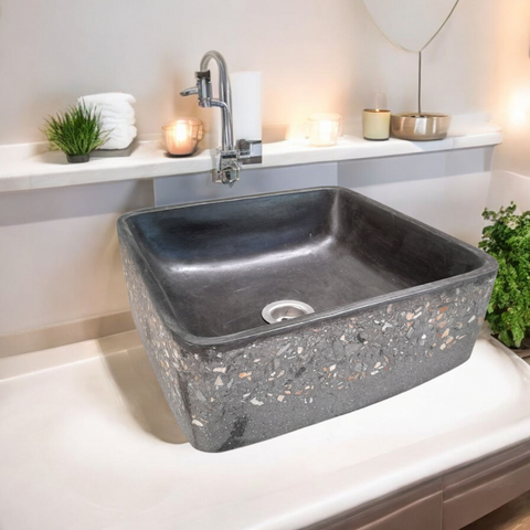 Image of Black Namibian Dream 31 x 31 x 12cm Bespoke Exposed Sink Seedleme