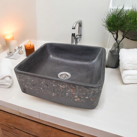 Image of Black Namibian Dream 31 x 31 x 12cm Bespoke Exposed Sink Seedleme