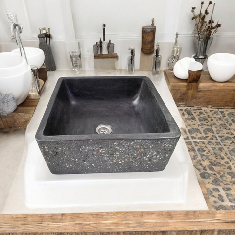Image of Black Namibian Dream Bespoke Exposed Concrete Sink 39 x 39 x 16cm Seedleme