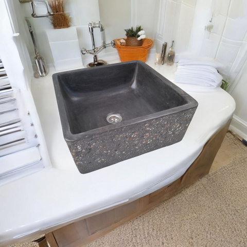 Image of Black Namibian Dream Bespoke Exposed Concrete Sink 39 x 39 x 16cm Seedleme