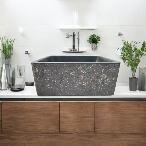 Image of Black Namibian Dream Bespoke Exposed Concrete Sink 39 x 39 x 16cm Seedleme