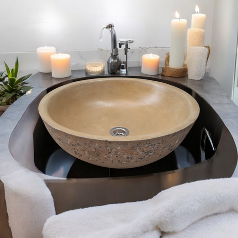 Image of Sandstone Namibian Dream Concrete Bespoke Concave Sink 42 x 14cm