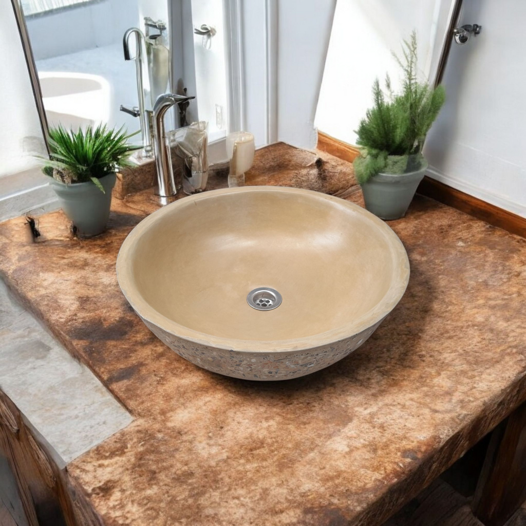 Sandstone Namibian Dream Concrete Bespoke Concave Sink 42 x 14cm