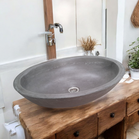Image of Angels Rock Pool Charcoal Bespoke Bathroom Sink 545x400x165mm Seedleme