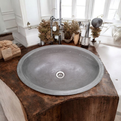 Image of Angels Rock Pool Charcoal Bespoke Bathroom Sink 545x400x165mm Seedleme