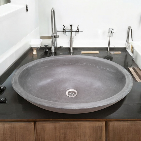 Image of Angels Rock Pool Charcoal Bespoke Bathroom Sink 545x400x165mm Seedleme