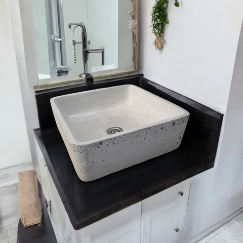 Image of Ivory Exposed Aggregate Countertop Butler Basin 36 x 36 x 12cm