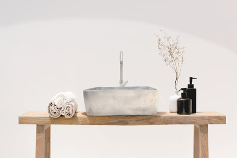 Image of Concrete Cement Handmade Basin Countertop Butler Sink 36 x 36 x 12cm