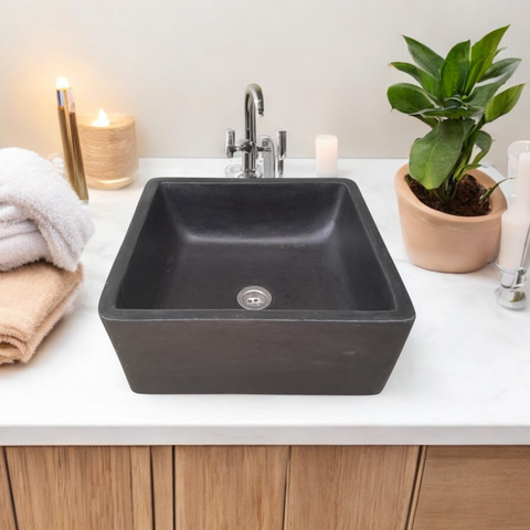 Image of Mermaids Pond 39x39x16cm Black Bespoke Sink Seedleme