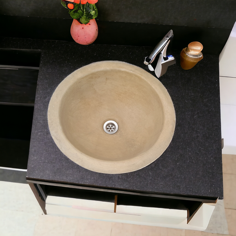 Image of Sandstone Bespoke Round Concrete Drop-In Sink 43 x 43 x 15cm Seedleme