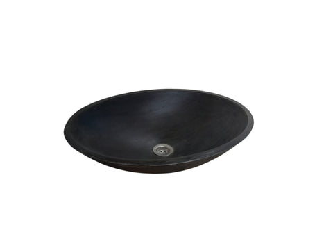 Image of Black Concrete Oval Basin 50x35x15 cm - High strength, chip resistant, Sealed