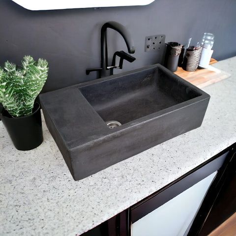 Image of Black Cement Basin/Sink 420 x 240 x 115mm - Seedleme