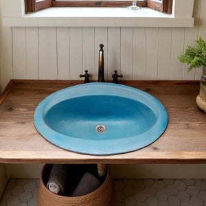 Bespoke Blue drop in Concrete Basin 61 x 47 x 18cm