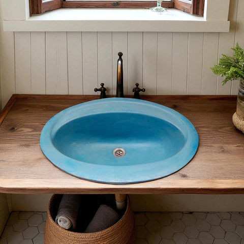 Image of Bespoke Blue drop in Concrete Basin 61 x 47 x 18cm