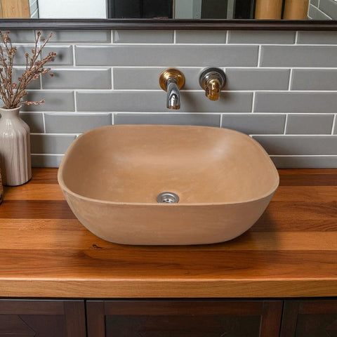 Image of Burnt Orange Concrete Aquadite Bathroom Sink 50 x 40.5 x 14.5cm