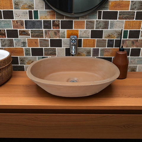 Image of Calypso Burnt Orange Bespoke Concrete Basin 56 x 29.5 x 15cm