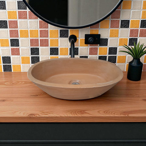 Image of Calypso Burnt Orange Bespoke Concrete Basin 56 x 29.5 x 15cm