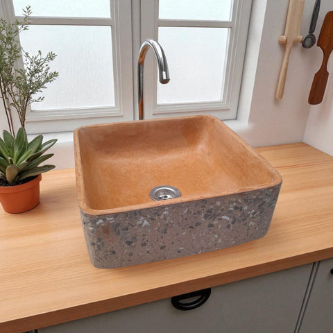 Image of Burnt Orange 31 x 31cm Namibian Dream Bespoke Concrete Sink Seedleme