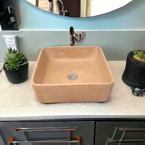 Image of Burnt Orange 36 x 36 x 12cm Concrete Countertop Basin - Handmade in RSA Seedleme
