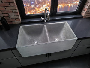 Large Charcoal Double Concrete Kitchen Butler Basin 80 x 40 x 27cm (50mm Outlet)