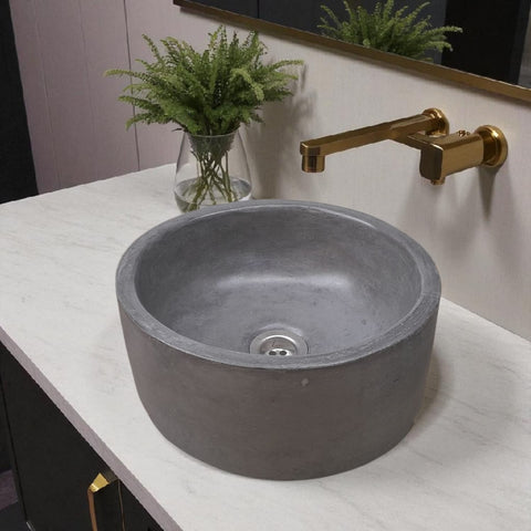 Image of Charcoal Round Bespoke Concrete Sink 30 x 30 x 13cm Seedleme