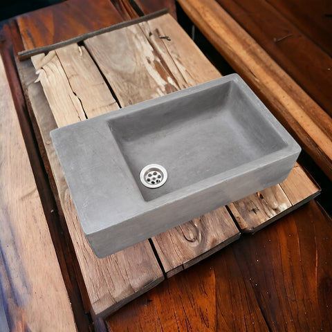 Image of Charcoal Concrete basin / sink 420 x 240 x 115mm High Quality concrete - Seedleme