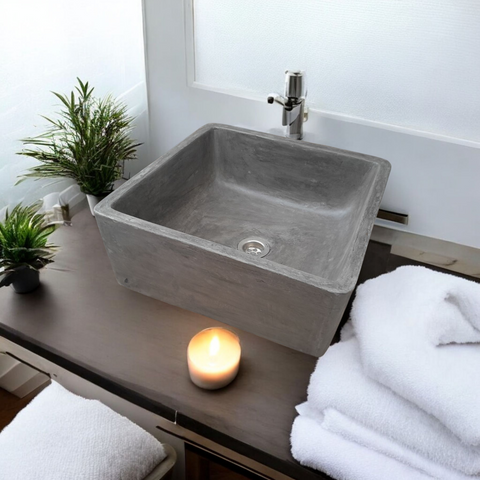 Image of Mermaids Pond 39x39x16cm Charcoal Bespoke Sink Seedleme
