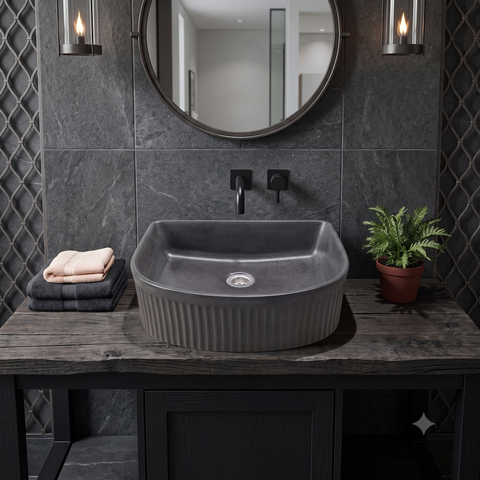 Image of The Aphrodite Black Bespoke Concrete Sink 40 x 37.5 x 12.5cm
