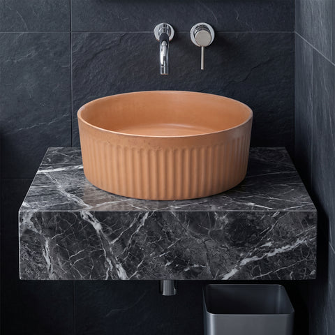 Image of The Pangolin Burnt Orange Round Ribbed Sink 36 x 11.5cm