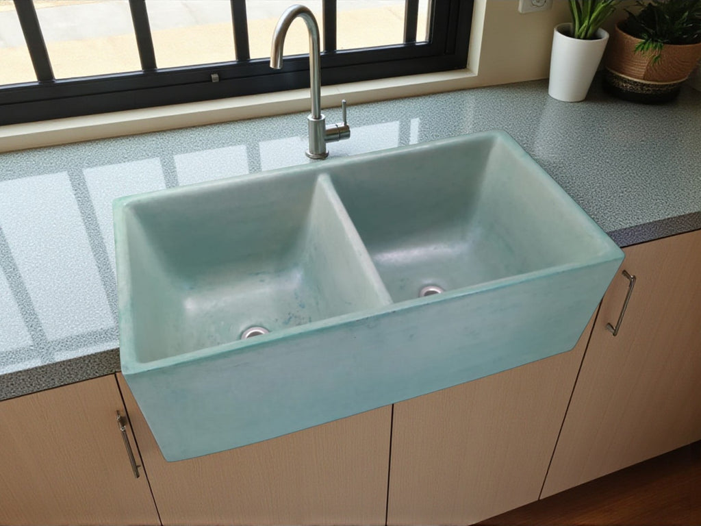 Large Double Butler Green Concrete Basin 80 x 40 x 27cm (50mm Outlet)