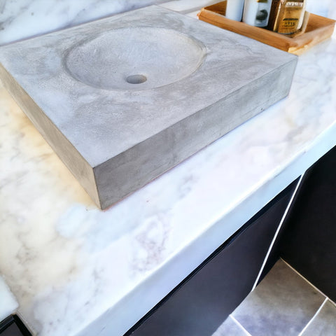 Image of Grey flat square concrete basin 50 x 50 cm Seedleme