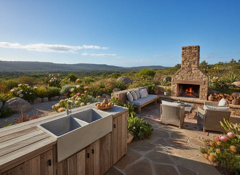 Image of Large Grey Concrete Double Kitchen Butler Basin 80 x 40 x 27cm (50mm Outlet) Seedleme