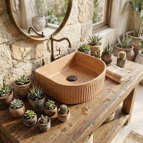 Image of The Aphrodite Burnt Orange Bespoke Concrete Sink 40 x 37.5 x 12.5cm