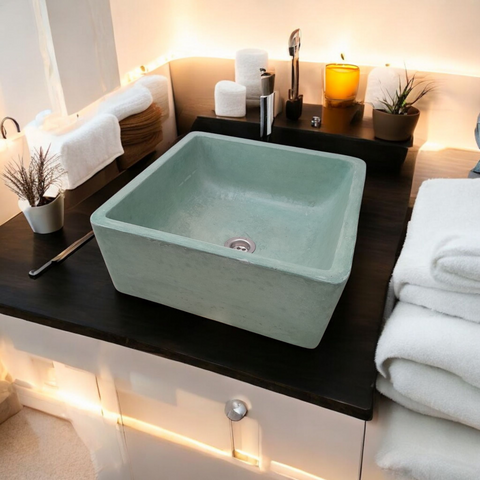 Image of Mermaids Pond 39x39x16cm Green Bespoke Sink Seedleme