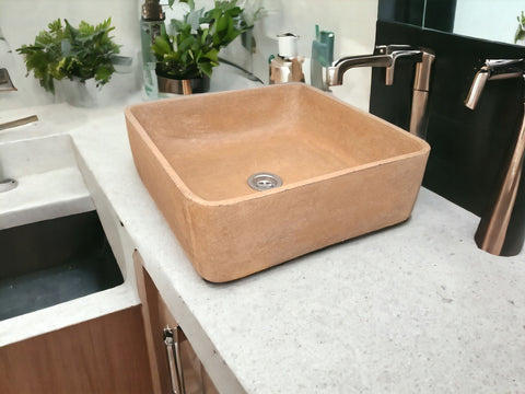 Image of Burnt Orange 36 x 36 x 12cm Concrete Countertop Basin - Handmade in RSA Seedleme
