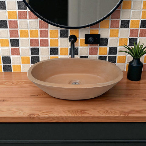 Image of Calypso Burnt Orange Bespoke Concrete Basin 56 x 29.5 x 15cm Seedleme