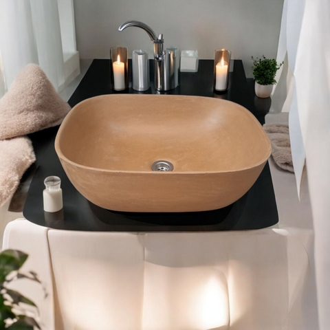 Image of Burnt Orange Concrete Aquadite Bathroom Sink 50 x 40.5 x 14.5cm Seedleme