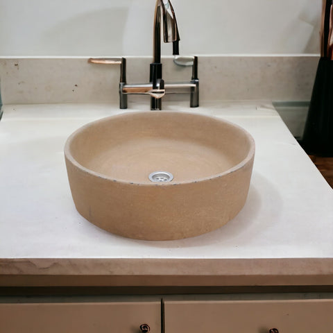 Image of Burnt Orange Bespoke Round Concrete Bathroom Sink 40 x 12cm Seedleme
