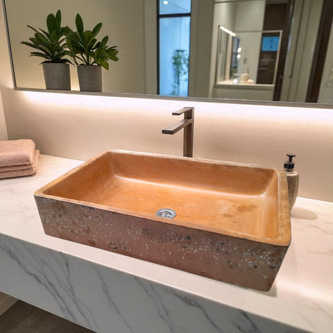 Image of Burnt Orange Namibian Dream Large Concrete Sink 605x410x130mm Bespoke Basin Seedleme
